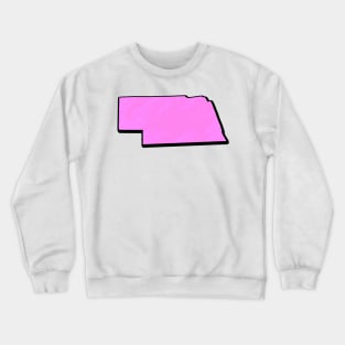 Pink Nebraska Outline Crewneck Sweatshirt